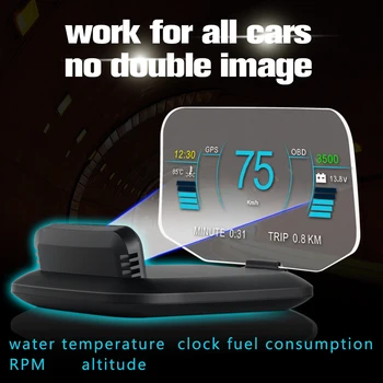 C1 ניווט לרכב הקרנה האד Head-Up Display OBD2+GPS לרכב מקרן מד מהירות /טמפרטורת מים /מתח/סל 
