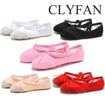 CLYFAN נעלי בלט לבנות אימון בלט, נעלי ריקוד נעל בד פיצול הבלעדי בלט, נעליים עבור נשים, ילדים, פעוטות,