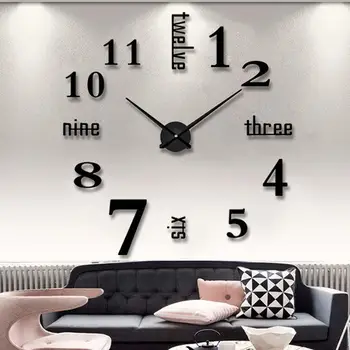 DIY שעון קיר 3D Frameless שעוני קיר המראה מדבקת השעון עבור המשרד הביתי מסעדת מלון בית ספר קישוט עיצוב מודרני