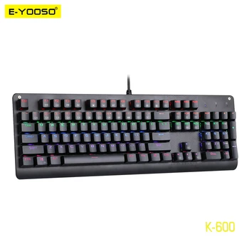 E-YOOSO K600 קשת עגול אלקטרוליטי keycap USB Mechanical Gaming Keyboard כחול מתג 104Key עם תאורה אחורית גיימר מחשב PC