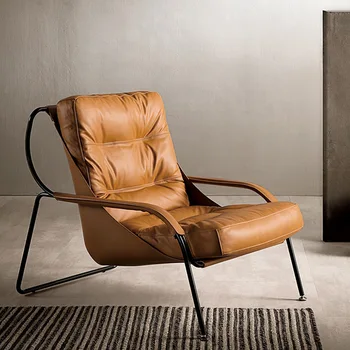 FULLLOVE נורדי מעצב יחיד, ספה כסא בסלון אוכף עור פנאי הכיסא אור ריהוט יוקרה עור עצלן כורסה