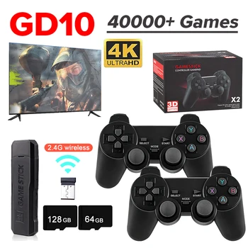 GD10/GD10PRO וידאו, קונסולת משחק טלויזיה המשחק מקל 4K HD רטרו כף יד משחק שחקן 64/128G 40000+ משחקים עם בקר אלחוטי