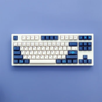 GMK ירח כחול 129 מפתחות/סט PBT Keycaps צבע-תת פשוטה, כחול לבן, דובדבן פרופיל Keycaps עבור MX מתג מכני מקלדת