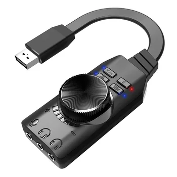 GS3 7.1 ערוצים מתאם כרטיס קול USB חיצוני נפח מתכוונן עבור Windows