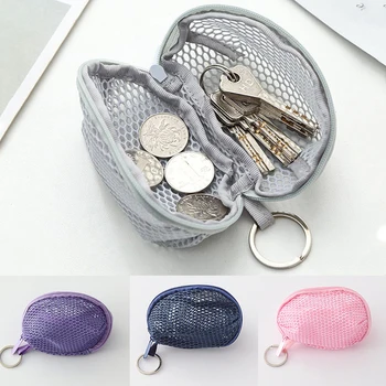 Hangable קטנים רשת המטבע אוזניות תיקים ילדה מפתח אוזניות אחסון תיק איפור ביצה אבק שקיות אחסון נוח מיני איפור שקיות