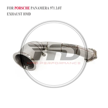 HMD פליטה Downpipe זרימה גבוהה של ביצועים עבור Panamera 971 3.0 T 2017 רכב+ אביזרים ממיר כותרת עם זרז.