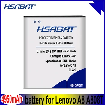 HSABAT BL229 4950mAh סוללה Lenovo A8 A808T A806 סוללות