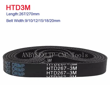 HTD 3M לולאה סגורה גומי תזמון חגורה היקפית=267/270mm שיניים=89/90 המגרש 3מ 