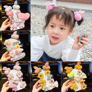 IHUES קוריאני סגנון חמוד ארנב ילדים חדש הכובעים להגדיר ילדה פרח שיער קליפ מתוק נסיכה אבזר שיער