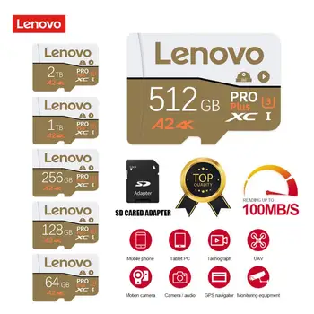 Lenovo 2TB Class10 TF מיקרו SD כרטיס זיכרון Mini Sd כרטיס 128GB 256GB 512GB Tarjeta Microdrive פלאש כרטיס TF עבור מחשב נייד/טלפון