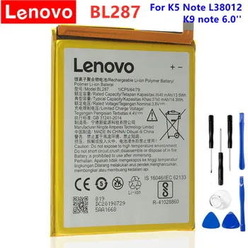 Lenovo סוללה מקורית BL287 עבור Lenovo K5 הערה L38012 / K9 הערה 6.0 אינץ BL287 סוללה לטלפון נייד + מתנה כלים
