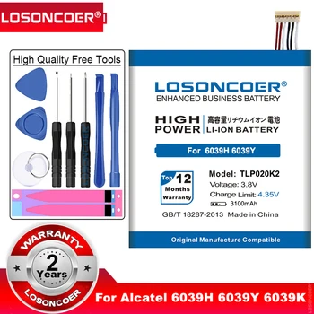 LOSONCOER 3100mAh TLp020K2 באיכות גבוהה Li-ion סוללות של טלפונים ניידים עבור Alcatel one Touch 6039H 6039Y 6039K סוללה