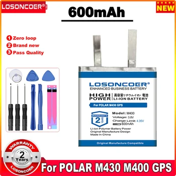 LOSONCOER 600mAh סוללה קוטב M430 M400 GPS שעון ספורט סוללות