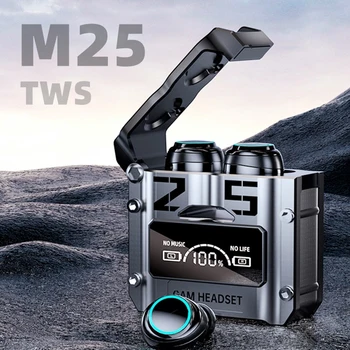 M25 Tws אלחוטית Bluetooth תואם-5.3 אוזניות Binaural הפחתת רעש סטריאו לגעת תצוגה דיגיטלית מוסיקה המשחקים אוזניות