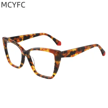 MCYFC יד אצטט מסגרת משקפיים לגברים ונשים אחוי עין חתול רטרו בצבע משקפיים אופטיים מרשם Eyewear