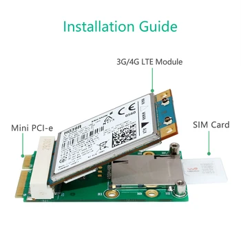 Mini PCI-E מתאם עם חריץ לכרטיס SIM עבור 3G/4G ,WWAN LTE ,GPS, כרטיס עם עצמי-אלסטי מחזיק כרטיס ה SIM -