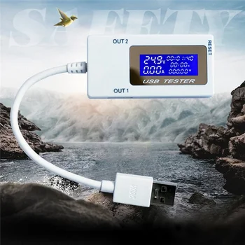 Mini USB הכפול הנוכחי בודק מתח USB מד הזרם טעינה הבוחן לפקח יציאות USB צג דיגיטלי DC 4-30V 0-5A 0-150W