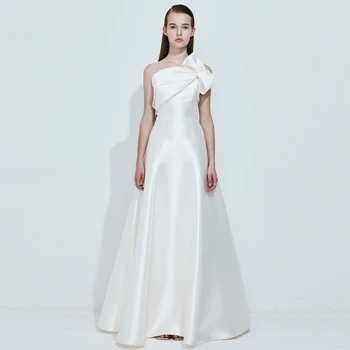 Muloong סטרפלס פשוטה שמלות חתונה עבור נשים עם קשת באורך רצפת קו שמלות הכלה Vestidos דה נוביה חדש 2023 קוריאנית