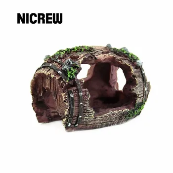 NICREW שרף אקווריום קישוטים קישוטים מלאכותי חבית המערה גינון עבור האקווריום רקע לאקווריום אביזרים