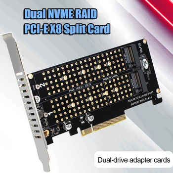PCIEX8 כדי NVME M. 2 MKEY הרחבה כרטיס 2 יציאות פיצול כרטיס 2x32Gbps מהירות העברת מערך RAID הרחבה מתאם לוח האם