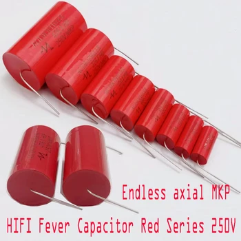 Poleless צירית MKP HIFI חום קבל אדום סדרה 630v 250V 400v 1/2.2/3.3/4.7/5.6/6.8/10/15UF
