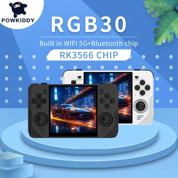 POWKIDDY RGB30 רטרו כיס 720*720 4 אינץ Ips מסך מובנה, WIFI RK3566 קוד פתוח כף יד קונסולת משחק לילדים מתנות