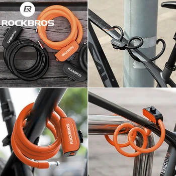 Rockbros הרשמי אופני הרים נעילה נגד גניבה פלדה שרשרת מנעול טבעת מנעול אופניים מנעול לכבל מנעול אופנוע אביזרים