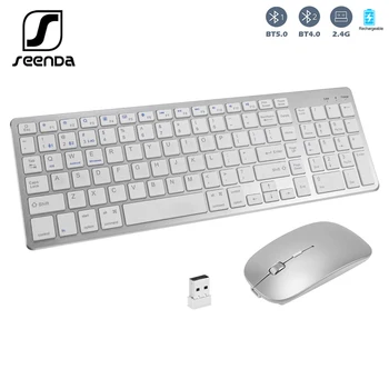 SeenDa Bluetooth מקלדת עכבר המסרק Multi-מכשיר מקלדת Windows/iOS/אנדרואיד נטענת 2.4 G Wireless Keyboard להגדיר