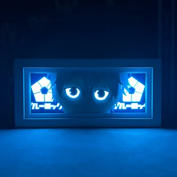 Seishiro Nagi המנעול הכחול עבור עיצוב חדר מנגה Lightbox שולחן מנורת שולחן אנימה כחול מנעול תיבת אור עיניים הפנים חתך נייר צל התיבה