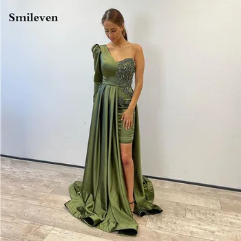 Smileven אחד כתף בתולת ים שמלות ערב חרוזים הסעודית ערבית נשף שמלת מסיבת מיני חצאית רשמית אירוע שמלות 2023