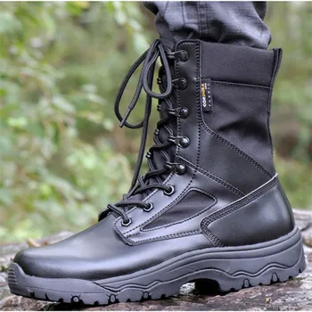 Sshooer גברים מגף צבאי קרבי כוחות מיוחדים מגפיים טקטי חיצונית טיפוס טיולי הליכה נעלי אופנה נעליים שחורה Botas