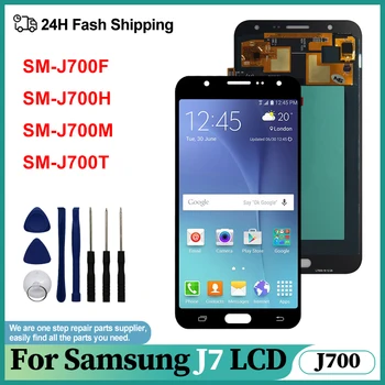 Super AMOLED עבור Samsung Galaxy J-7 J700 להציג J700FJ700F/DSJ700H/DSJ700M J-7 מסך מגע LCD דיגיטלית הרכבה מסך החלקים