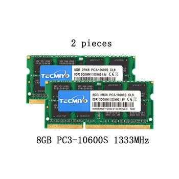 Tecmiyo נייד RAM 16GB ( 2X 8GB ) DDR3 1333MHz PC3-10600S 2RX8 CL11 SODIMM 1.5 V 204pin המחברת זיכרון-ירוק