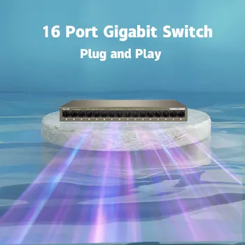 Tenda 16 Port Gigabit מתג 10/100/1000Mbps Desktop Switch Hub הרשת מלאה/חצי דופלקס TEG1016M Vlan Ethernet Switch