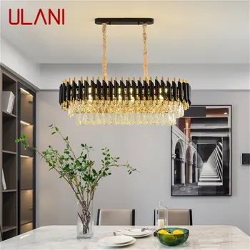 ULANI שחור נברשת גופי הפוסט-מודרנית יוקרה קריסטל תליון מלבן המנורה אור הביתה LED לחיות בחדר האוכל