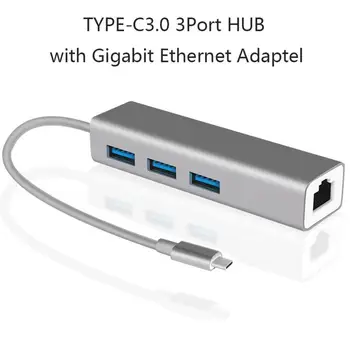 USB C-Hub עם RJ45 Gigabit מהיר יציב העברת נתונים USB 3.0 Multiport רכזת USB C מתאם Ethernet Mac OS עבור Windows
