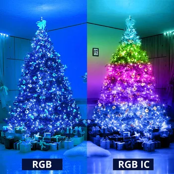 USB LED למיעון אורות מחרוזת עם אפליקציה חכמה שלט עץ חג מולד תפאורה הביתה פיות USB מופעל על רצועת LED RGB/IC