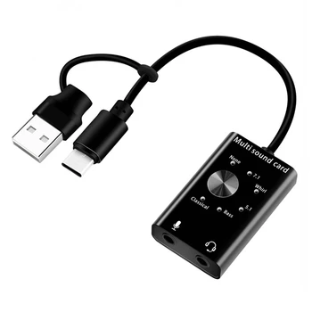 USB אודיו מתאם כרטיס קול סגסוגת אלומיניום אודיו USB מתאם כרטיס קול מקצועי ממיר עבור מחשב נייד אוזניות רמקול המחשב