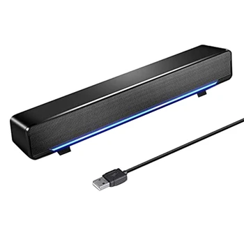 USB מופעל Soundbar עם סאב וופר, נייד Mini נשמע הבר עבור מחשבי Windows, מחשב שולחני, מחשב נייד שחור