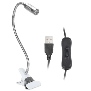 USB מופעל קליפ על השולחן המנורה בבית LED קריאת גמיש מנורת שולחן סילבר אור חמים