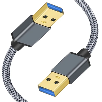 USB3.0 זכר זכר כבל כפול קצה כבל ה-USB תואם עם כונן קשיח מתחמים, נגן DVD, מחשב נייד