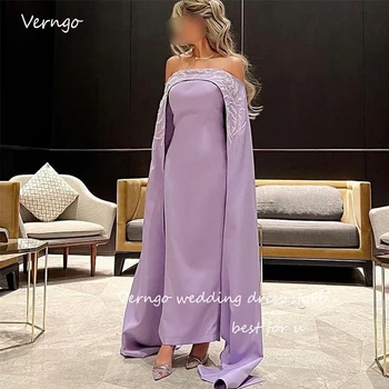 Verngo לילך אלגנטי הסעודית ערבית נשי שמלות ערב Embriodery שרוולים ארוכים 2023 שמלות לנשף רשמי לחגוג אירוע השמלה