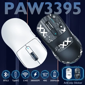 Wireless Gaming Mouse התקפת כריש עם ביצועים גבוהים PAW3395 26000DPI Bluetooth עכבר המשחקים 200h עכברים נטענת Windows Mac