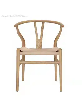 Y הכיסא נורדי אוכל עץ מלא על הכסא וגנר משענת סיבוב כיסא קלוע חדר תה יומן Homestay ללמוד הכיסא
