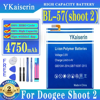 YKaiserin חדש Bl-57 סוללה עבור Doogee לירות 2 Shoot2 החלפת 4750mAh טלפון חכם חלקים Bateria Batterie Baterij