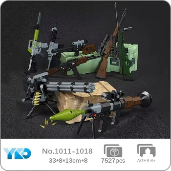 YKO AK47 Assalut רובה צלפים, אקדח Gatling טילים הנשק עם Rack תצוגת דגם Mini יהלומים אבני בניין לבנים צעצוע בלי תיבה