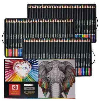 YOVER 120 צבעים עפרונות צבעוניים להגדיר ,מקצועי לצייר ציור עיפרון צבעים מרהיבים קופסת קרטון לילדים אמנים מתחילים.