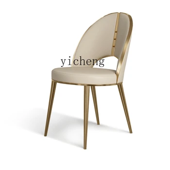 ZC עור האוכל הכיסא הביתה מעצב איטלקי פשוט מודרניות רך תיק בחזרה שרפרף בחדר האוכל הכיסא