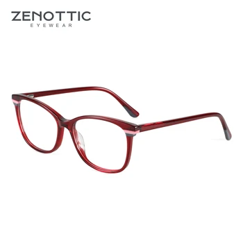 ZENOTTIC 2023 אופנה טלאים הדפסה מסגרת משקפיים אצטט אופטי מסגרות משקפיים נשים מרובע ללא מרשם Eyewear