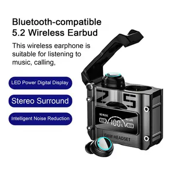 אוזניות סטריאו סראונד חכם הפחתת רעש LED דיגיטלי תצוגת HiFi נשמע מוזיקה ב-Bluetooth תואם ספורט Earbud